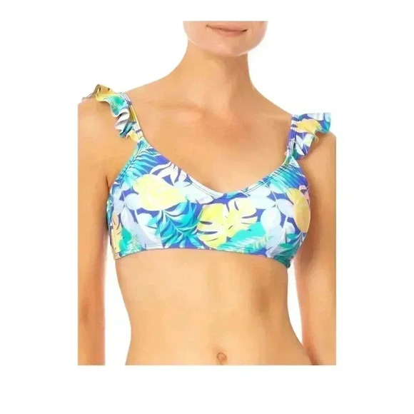 No Boundaries Ruffle Bralette Bikini Swim Top Size Junior XL (15-17) Floral - Picture 1 of 5